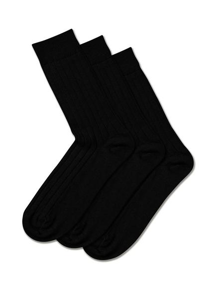 Charles Tyrwhitt Merino Wool Blend Crew Socks, Pack of 3, Black, Black