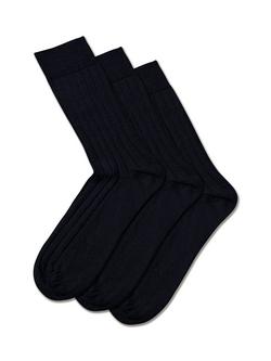 Charles Tyrwhitt Merino Wool Blend Crew Socks, Pack of 3, Navy, Navy