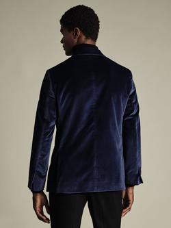 Charles Tyrwhitt Single Breasted Velvet Blazer, Indigo Blue - view 2, Indigo Blue