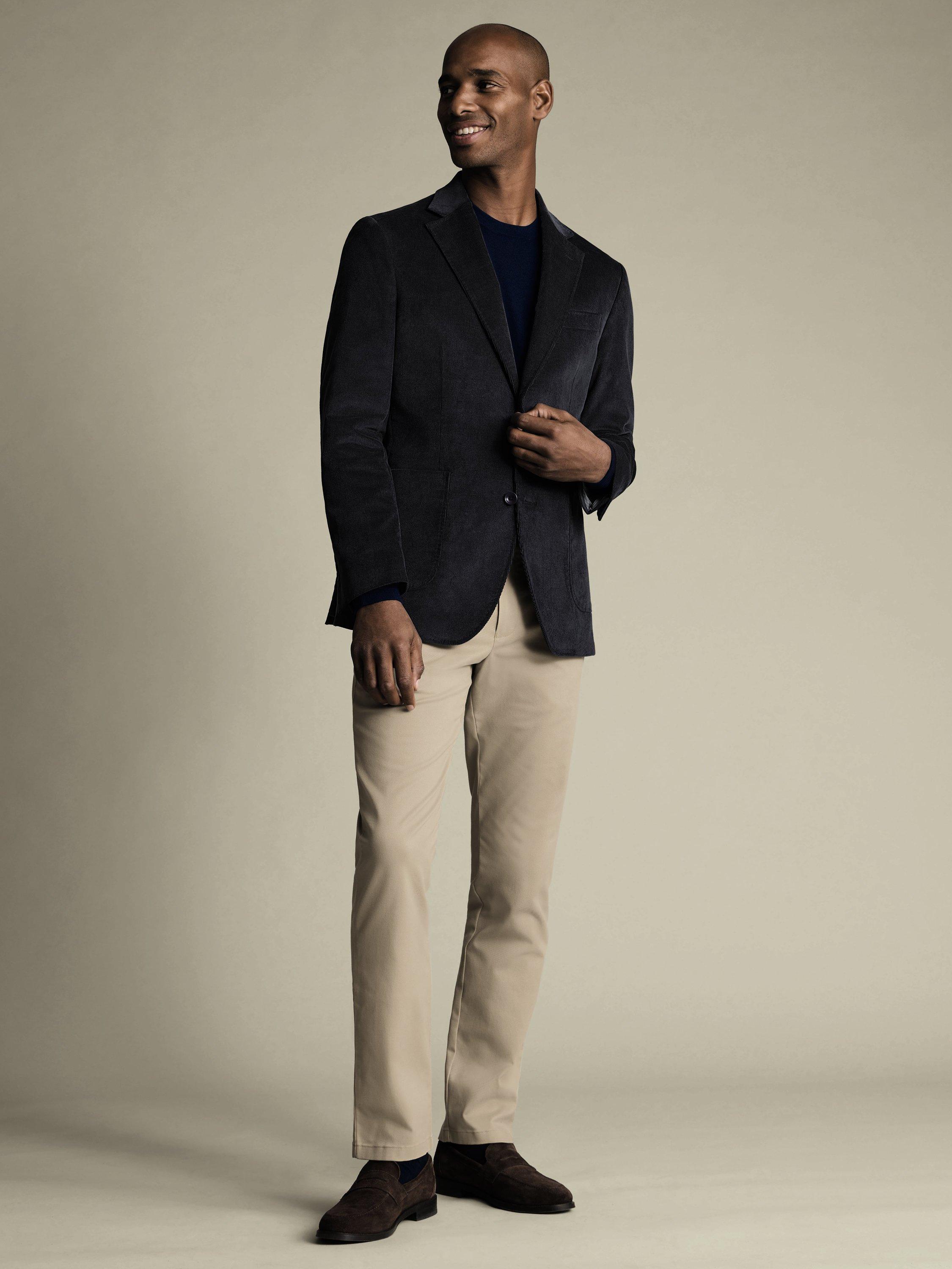 Product image 1 of 5, which shows Charles Tyrwhitt Single-Breasted Corduroy Blazer, Navy, 36R