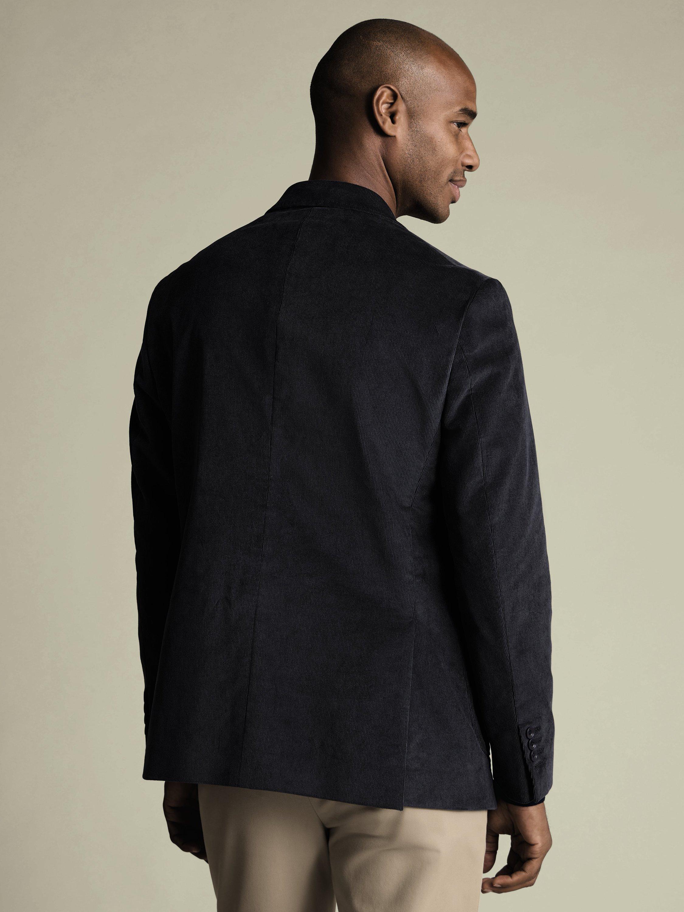 Product image 3 of 5, which shows Charles Tyrwhitt Single-Breasted Corduroy Blazer, Navy, 36R