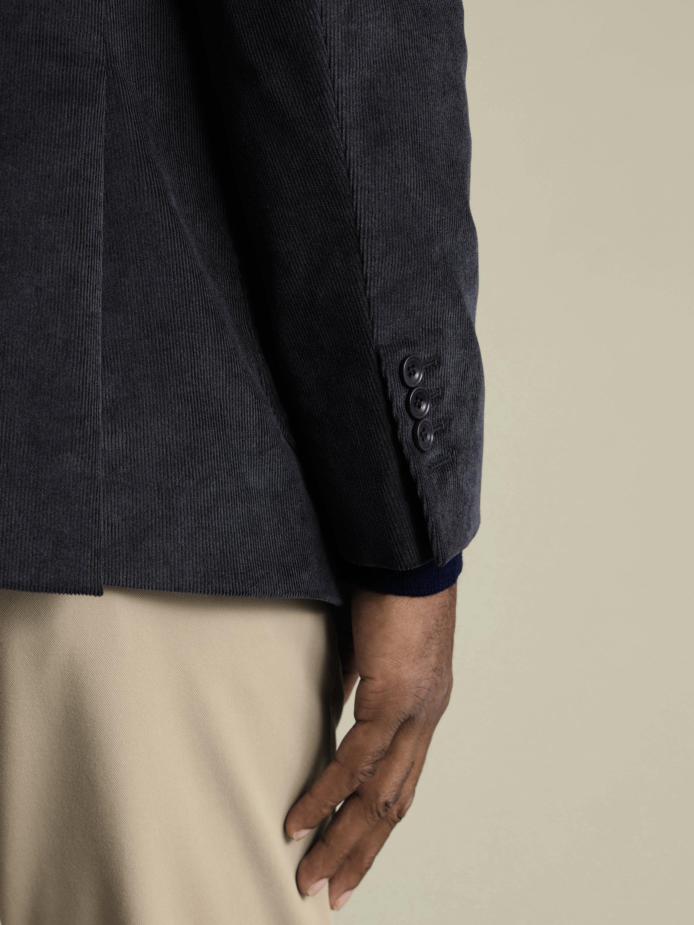 Product image 4 of 5, which shows Charles Tyrwhitt Single-Breasted Corduroy Blazer, Navy, 36R