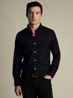 Charles Tyrwhitt Non-Iron Cotton Twill Weave Regular Fit Check Shirt, Navy & Red, Navy & Red