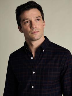 Charles Tyrwhitt Non-Iron Cotton Twill Weave Regular Fit Check Shirt, Navy & Red - view 2, Navy & Red