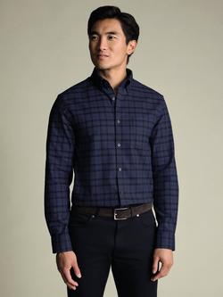Charles Tyrwhitt Non-Iron Cotton Twill Weave Slim Fit Check Shirt, Denim Blue, Denim Blue