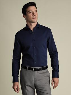 Charles Tyrwhitt Cotton Slim Fit Criss-Cross Non-Iron Shirt, Royal Blue, Royal Blue