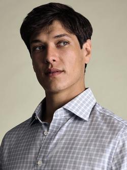 Charles Tyrwhitt Egyptian Cotton Slim Fit Check Shirt, Indigo Blue - view 2, Indigo Blue