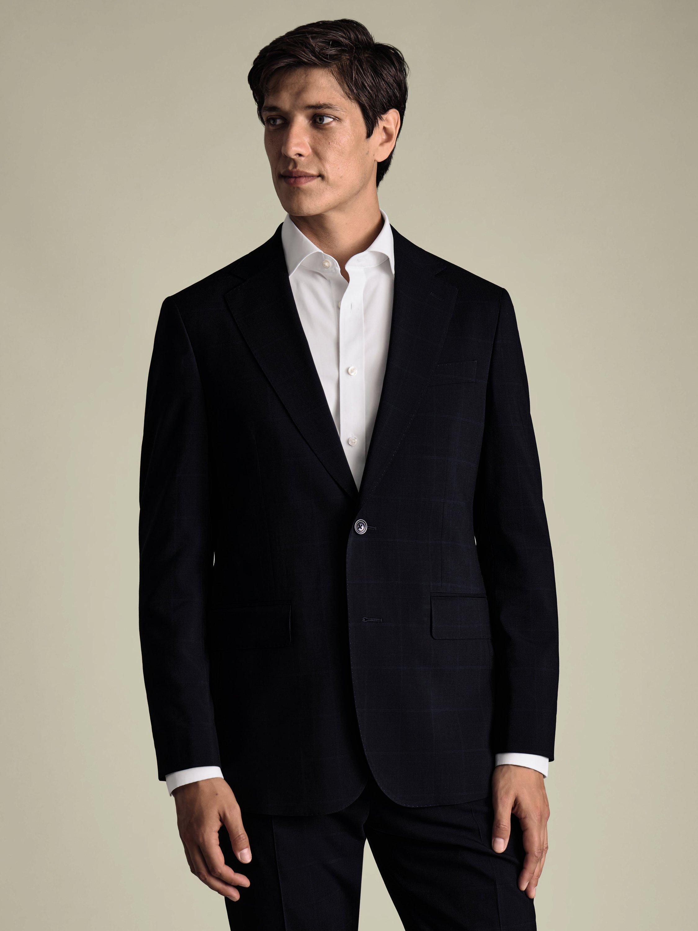 Product image 1 of 5, which shows Charles Tyrwhitt Wool Blend Suit Jacket, Navy, 36R
