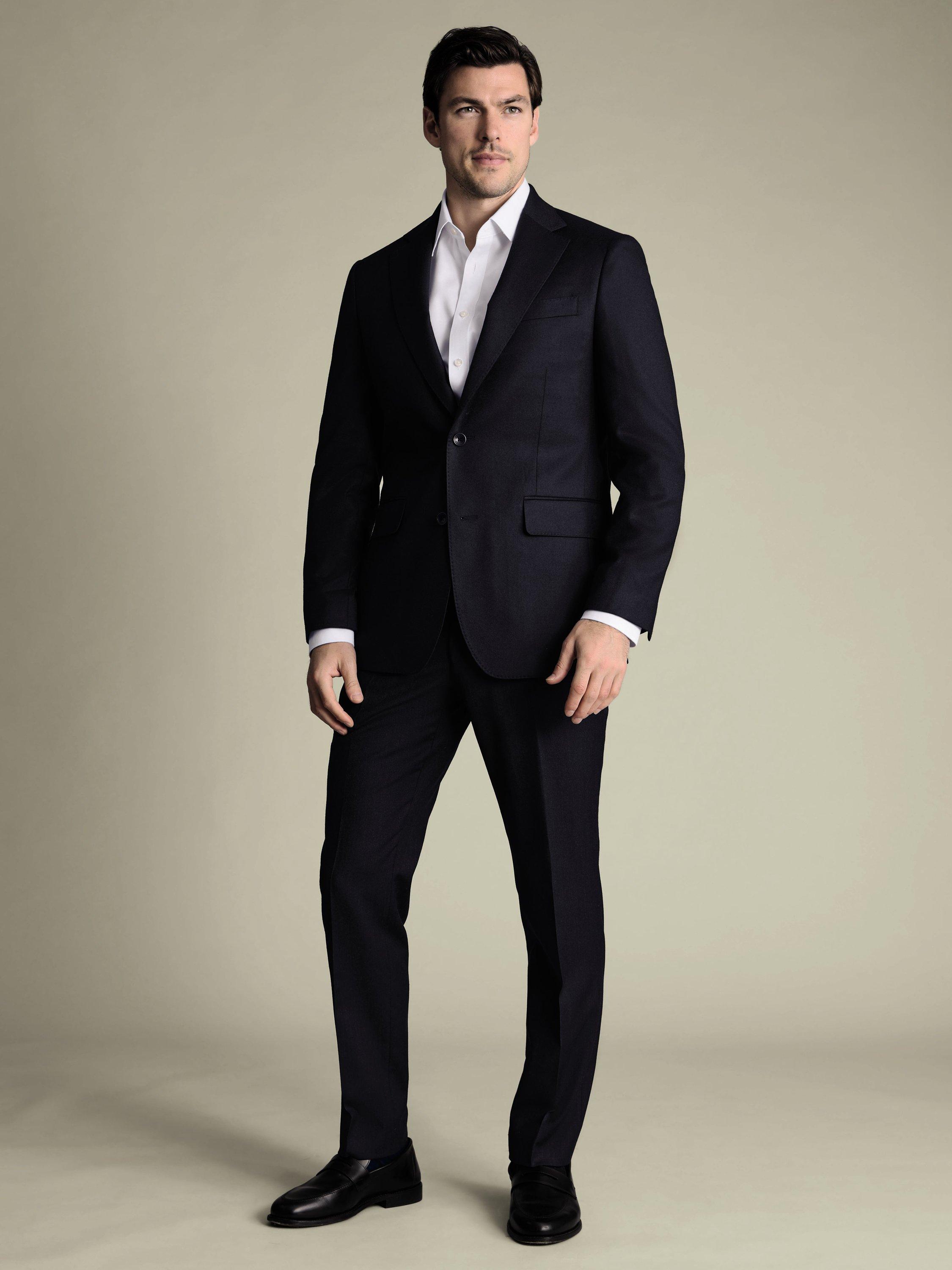 Product image 3 of 5, which shows Charles Tyrwhitt Wool Rich Single Breasted Suit Jacket, Navy, 36S