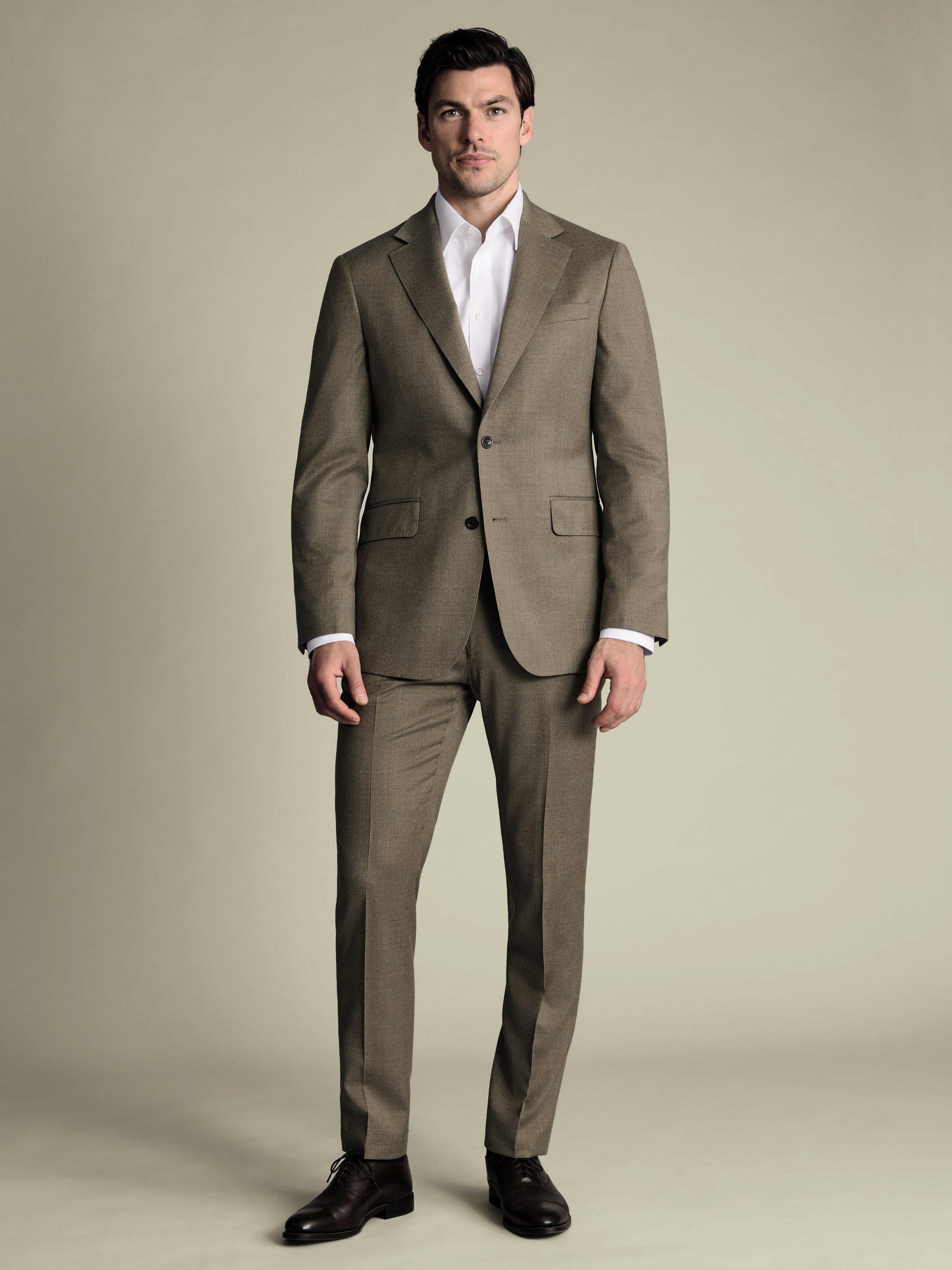 Product image 2 of 5, which shows Charles Tyrwhitt Wool Rich Single Breasted Suit Jacket, Taupe, 36S
