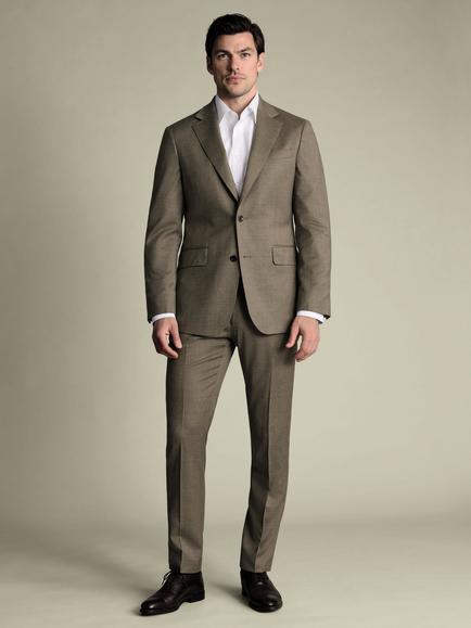 Charles Tyrwhitt Wool Rich Single Breasted Suit Jacket - view 2, Taupe