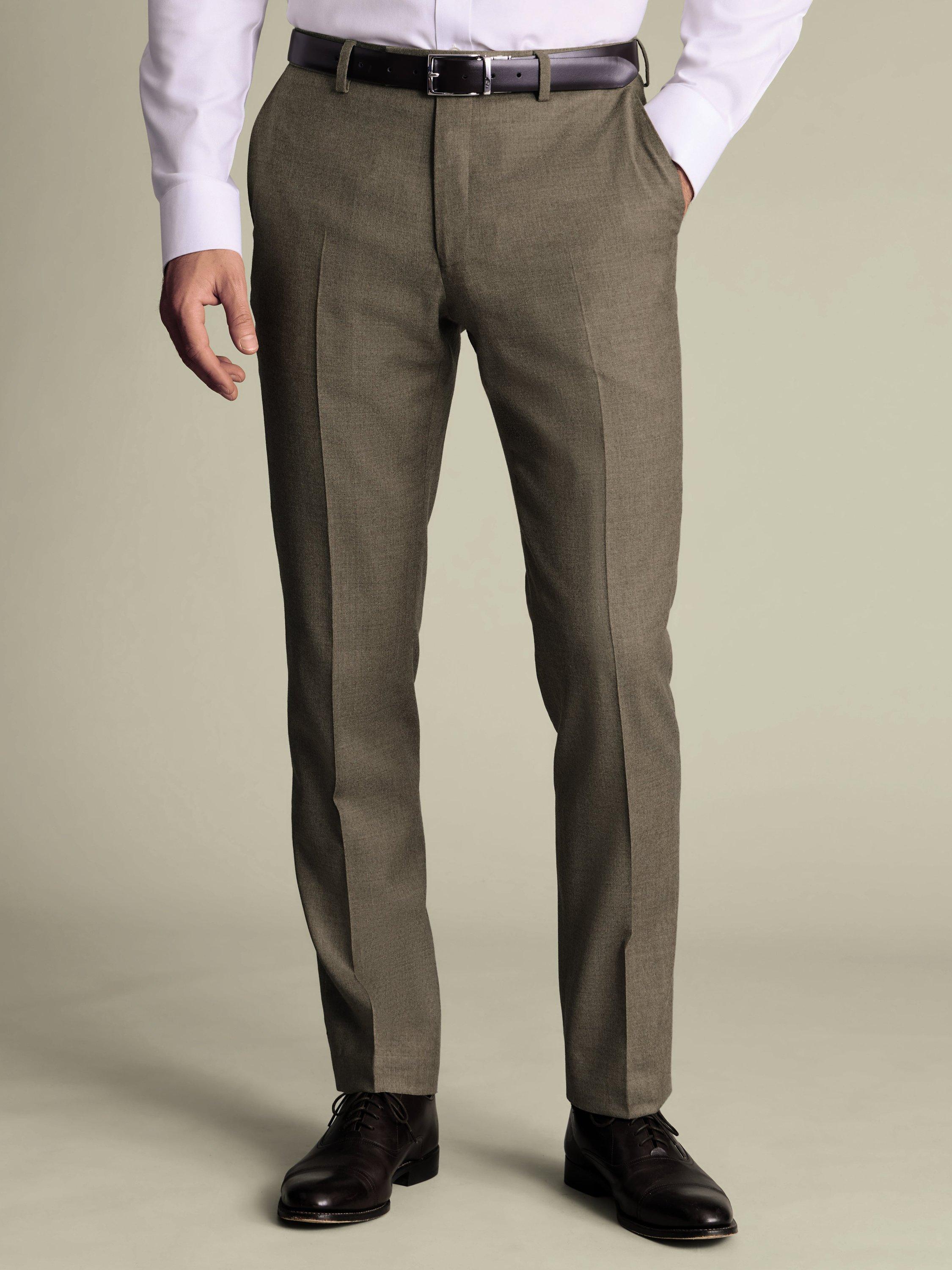 Product image 1 of 4, which shows Charles Tyrwhitt Wool Blend Suit Trousers, Taupe, 30S