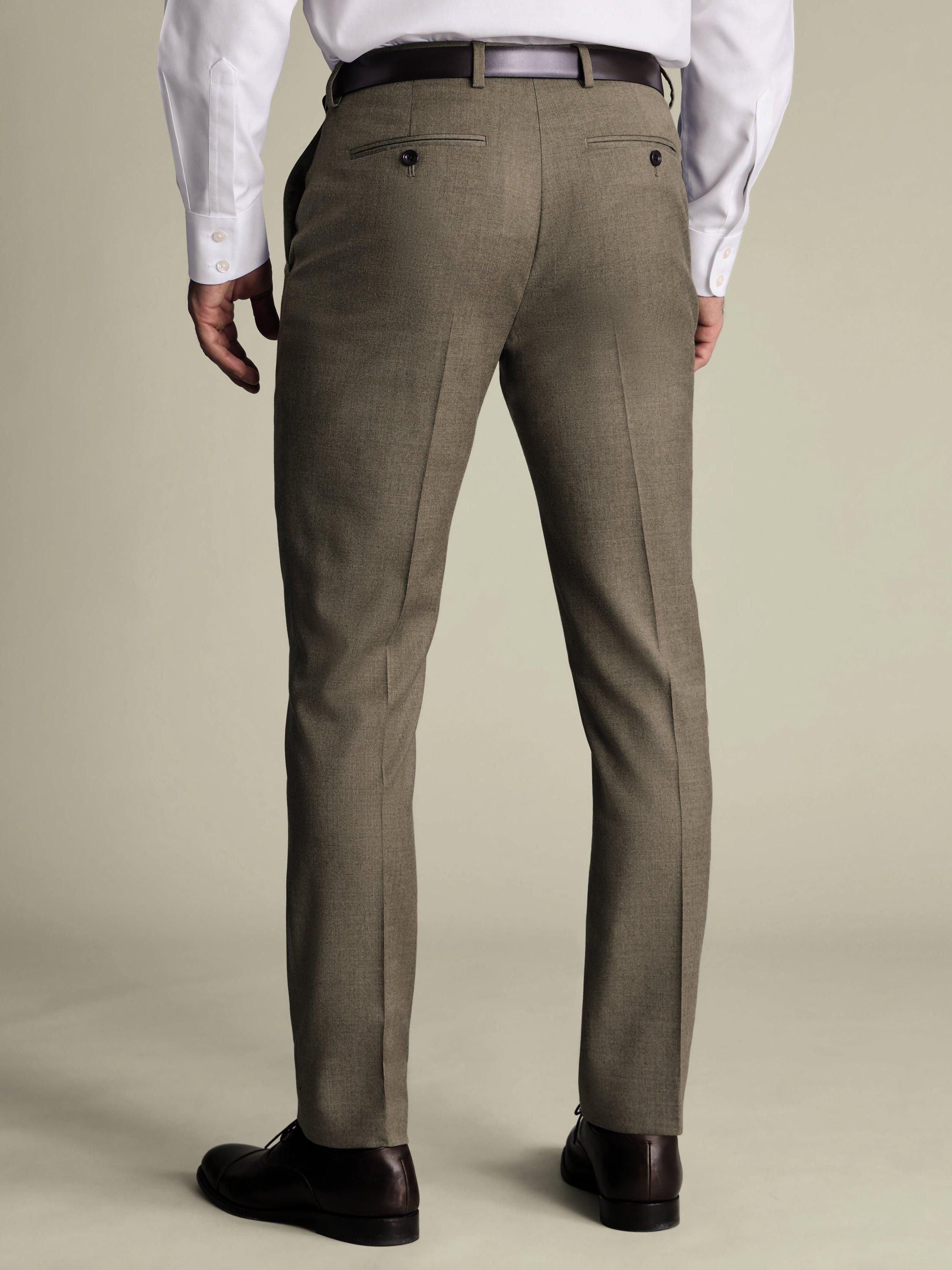 Product image 2 of 4, which shows Charles Tyrwhitt Wool Blend Suit Trousers, Taupe, 30S