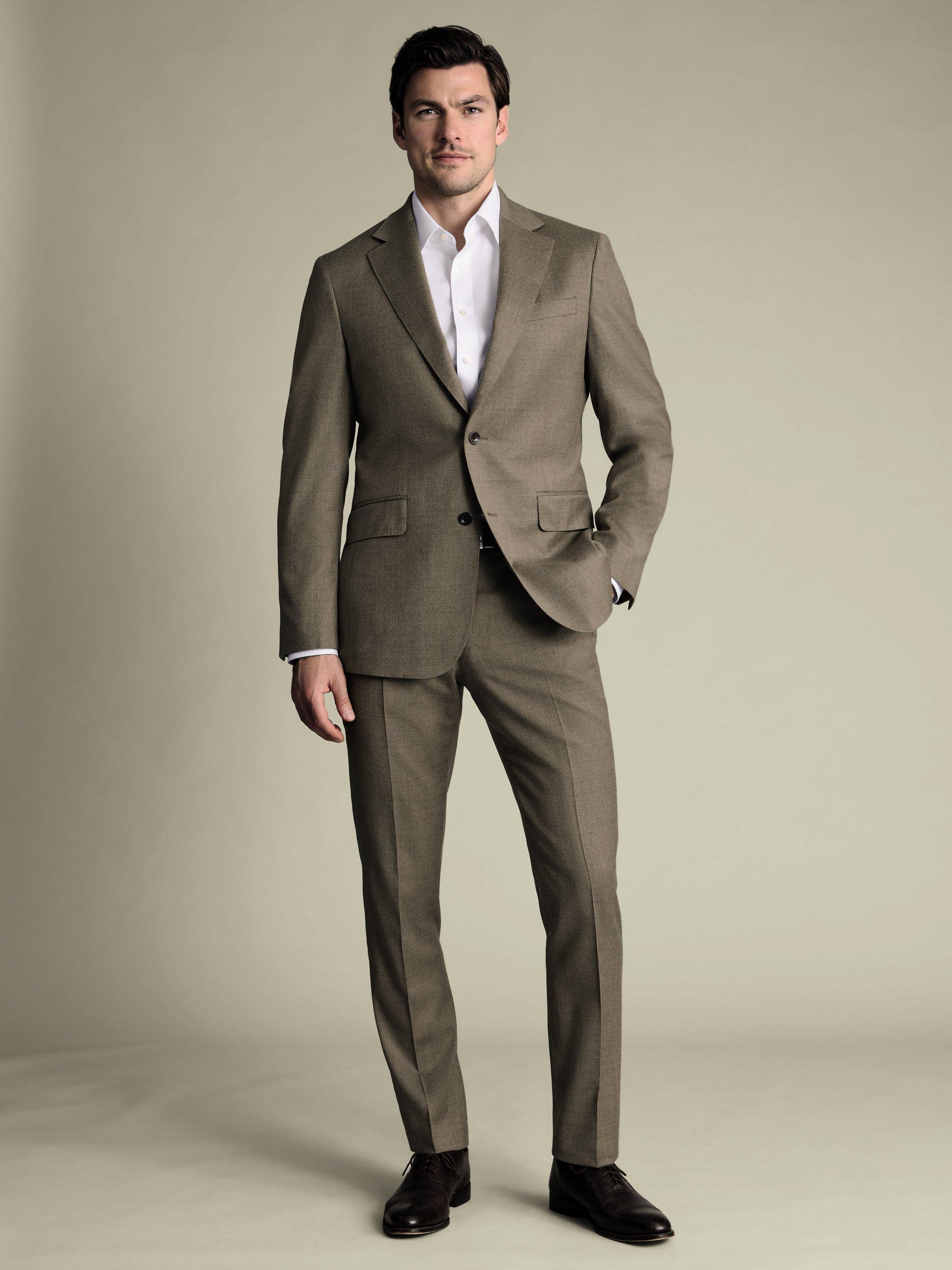 Product image 3 of 4, which shows Charles Tyrwhitt Wool Blend Suit Trousers, Taupe, 30S