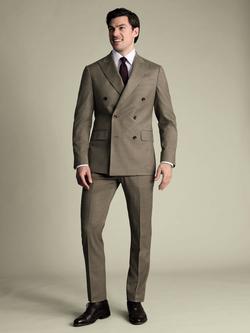 Charles Tyrwhitt Wool-Rich Double Breasted Suit Jacket, Taupe - view 2, Taupe