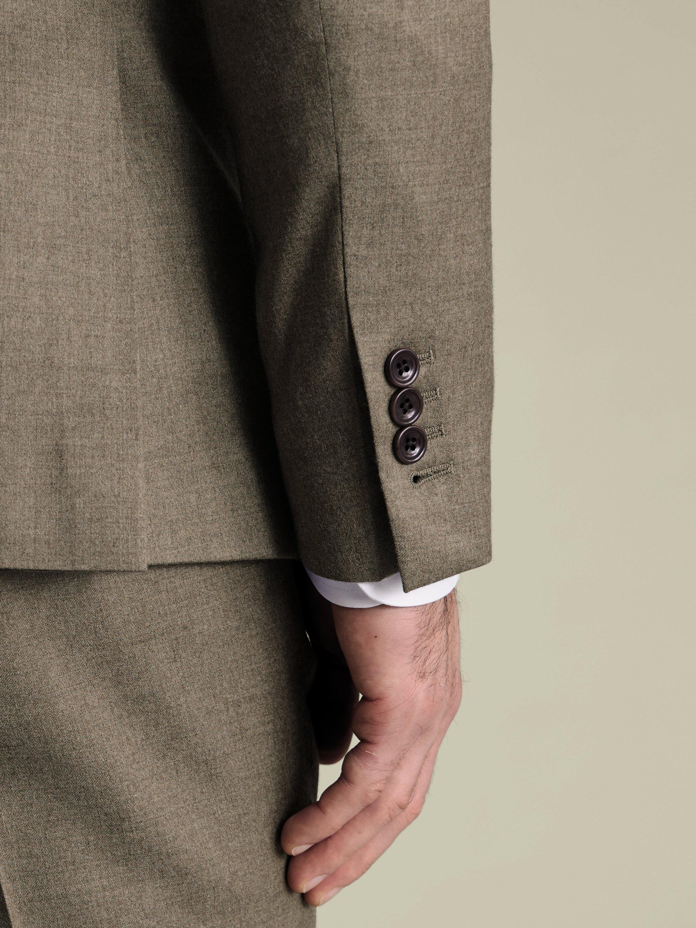 Product image 3 of 5, which shows Charles Tyrwhitt Wool-Rich Double Breasted Suit Jacket, Taupe, 36R