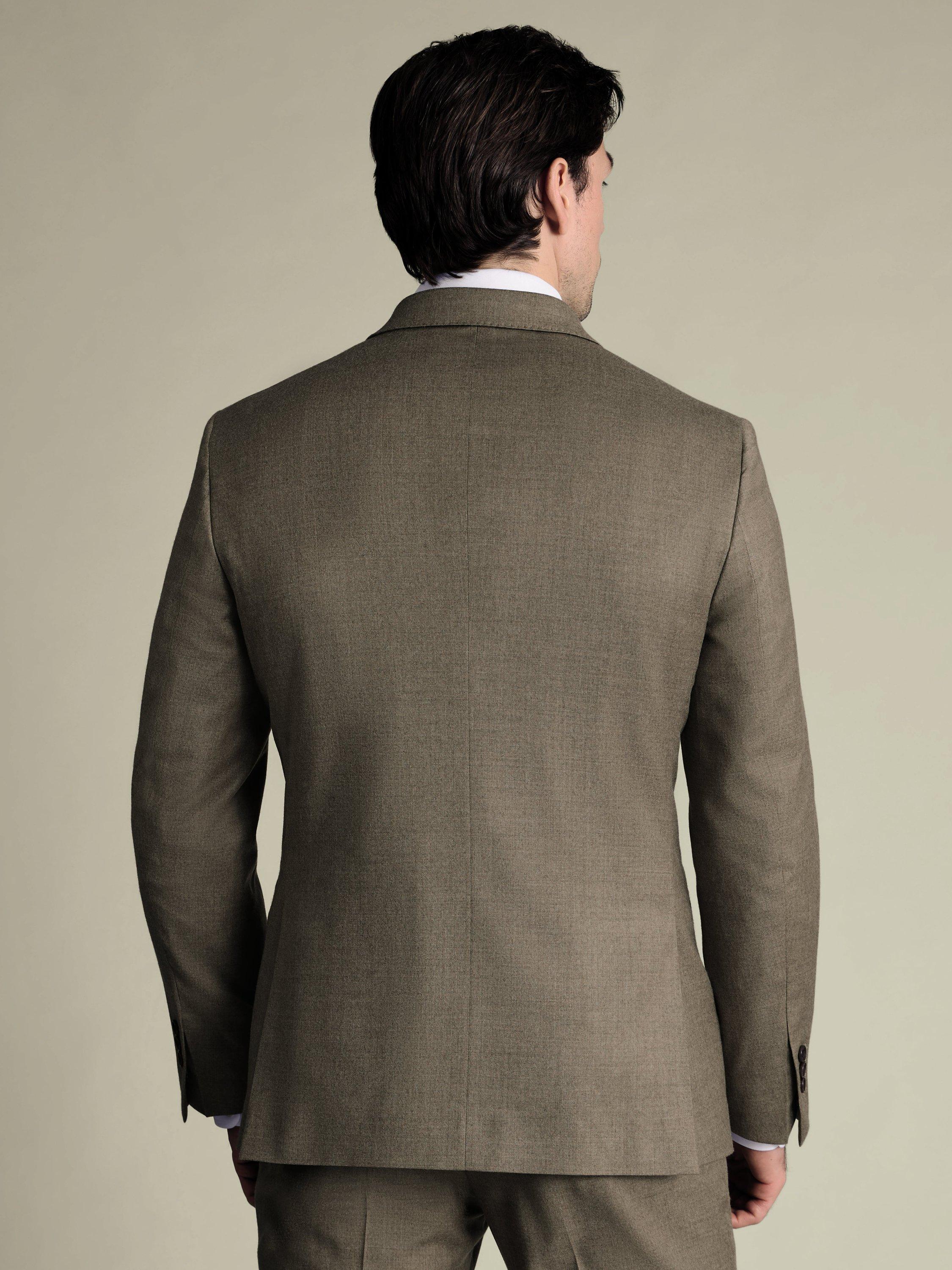 Product image 4 of 5, which shows Charles Tyrwhitt Wool-Rich Double Breasted Suit Jacket, Taupe, 36R
