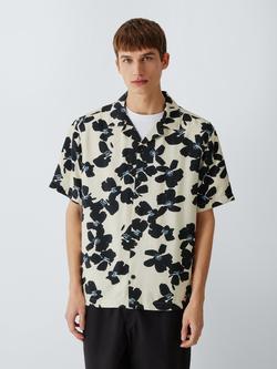 Kin Eden Print Short Sleeve Cotton Shirt, White/Multi, White Multi