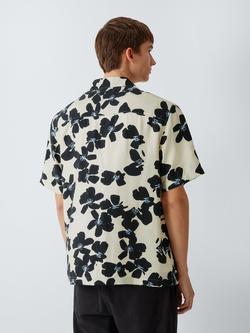 Kin Eden Print Short Sleeve Cotton Shirt, White/Multi - view 2, White Multi