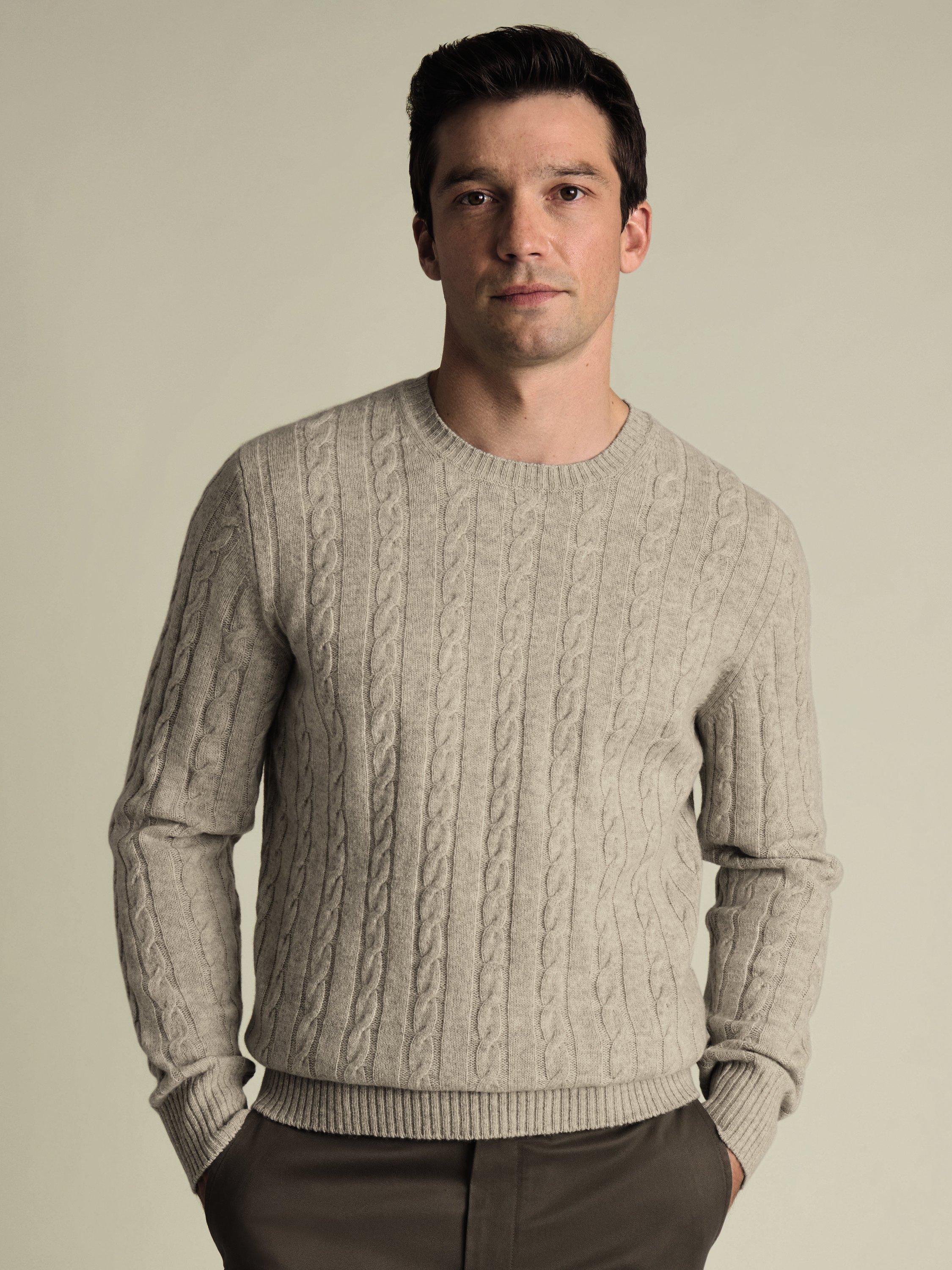 Product image 1 of 5, which shows Charles Tyrwhitt Wool Crew Neck Jumper, Oatmeal, XS