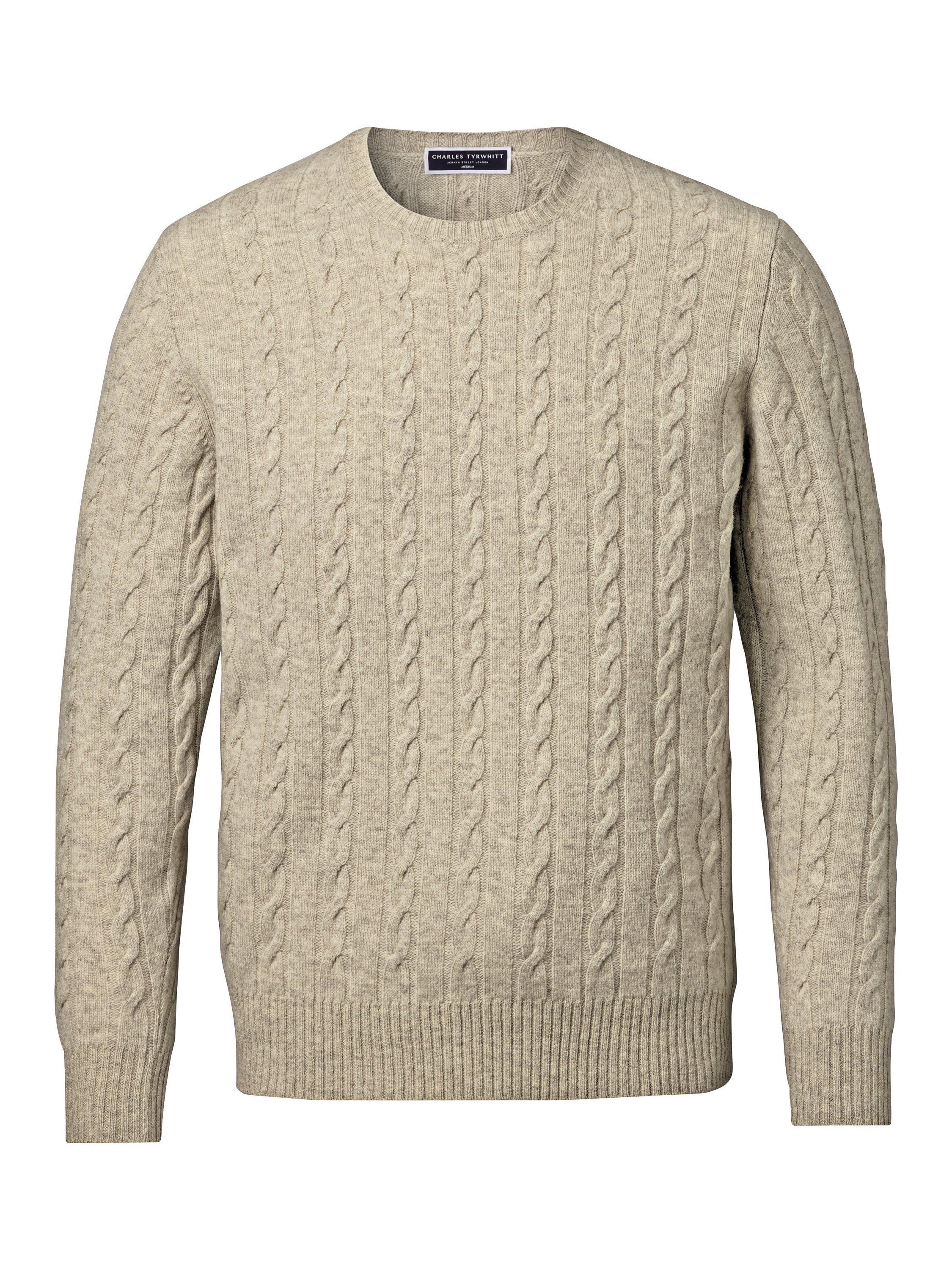 Product image 4 of 5, which shows Charles Tyrwhitt Wool Crew Neck Jumper, Oatmeal, XS