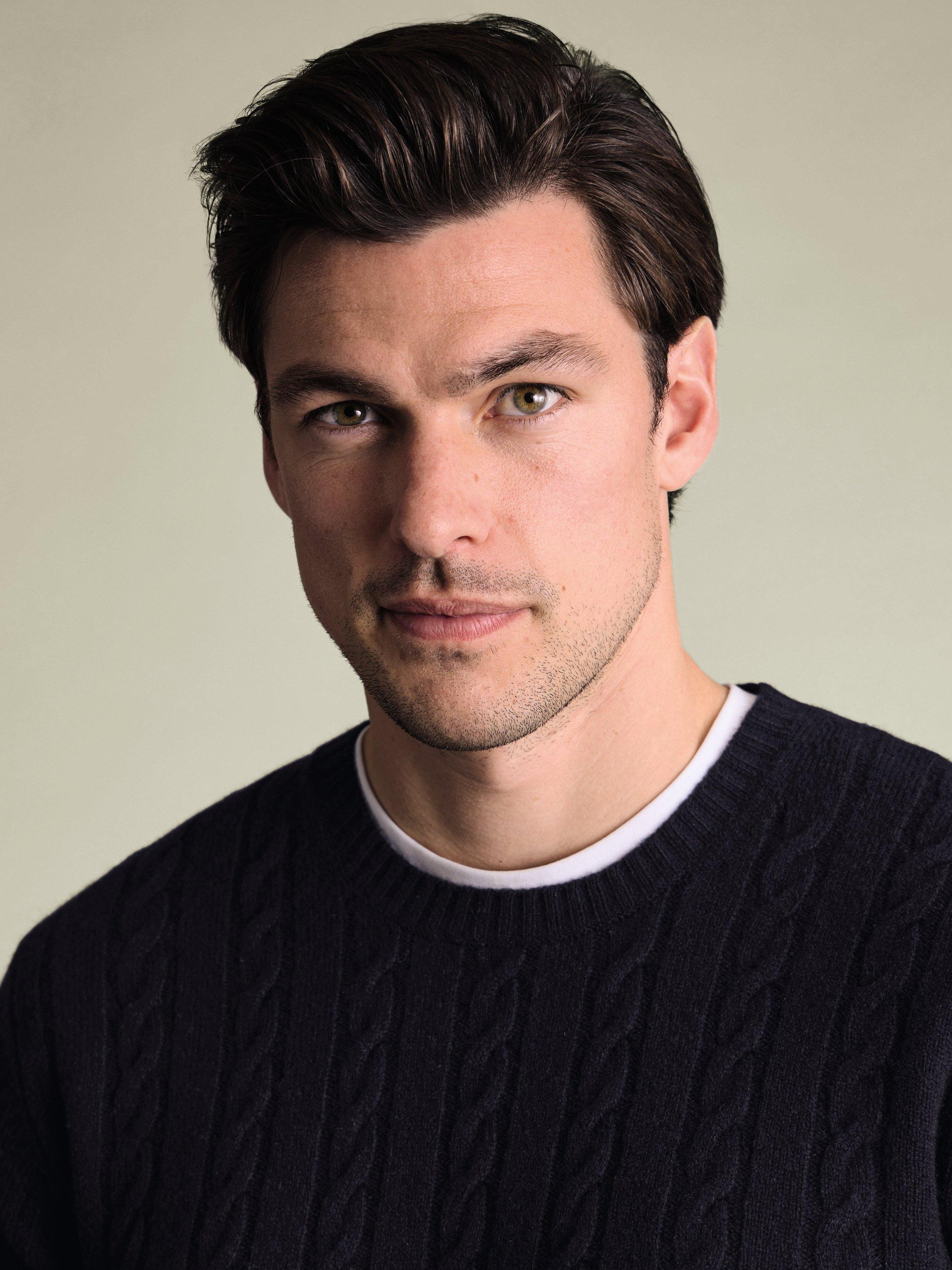 Product image 2 of 5, which shows Charles Tyrwhitt Wool Crew Neck Jumper, Navy, XS