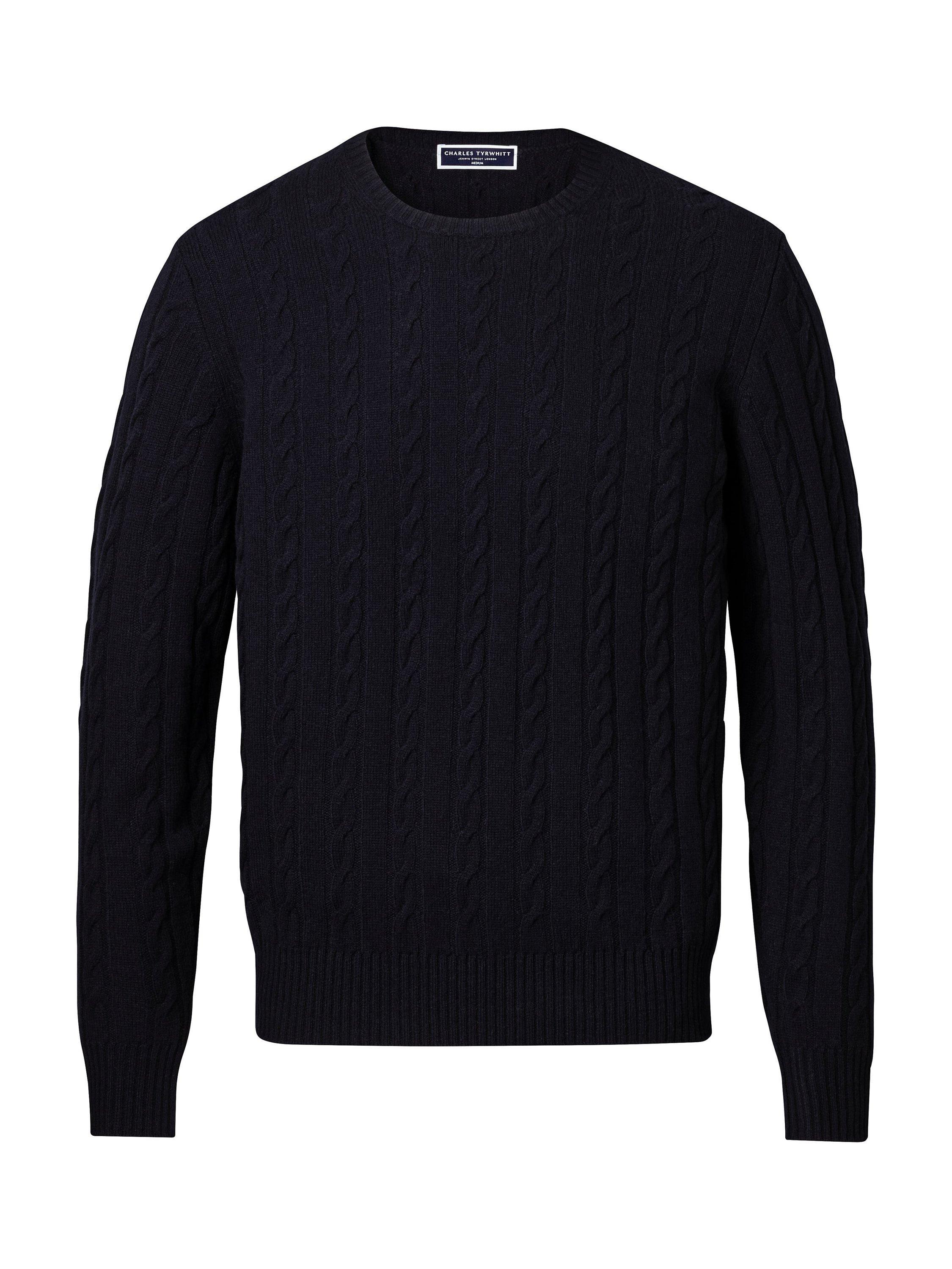 Product image 4 of 5, which shows Charles Tyrwhitt Wool Crew Neck Jumper, Navy, XS