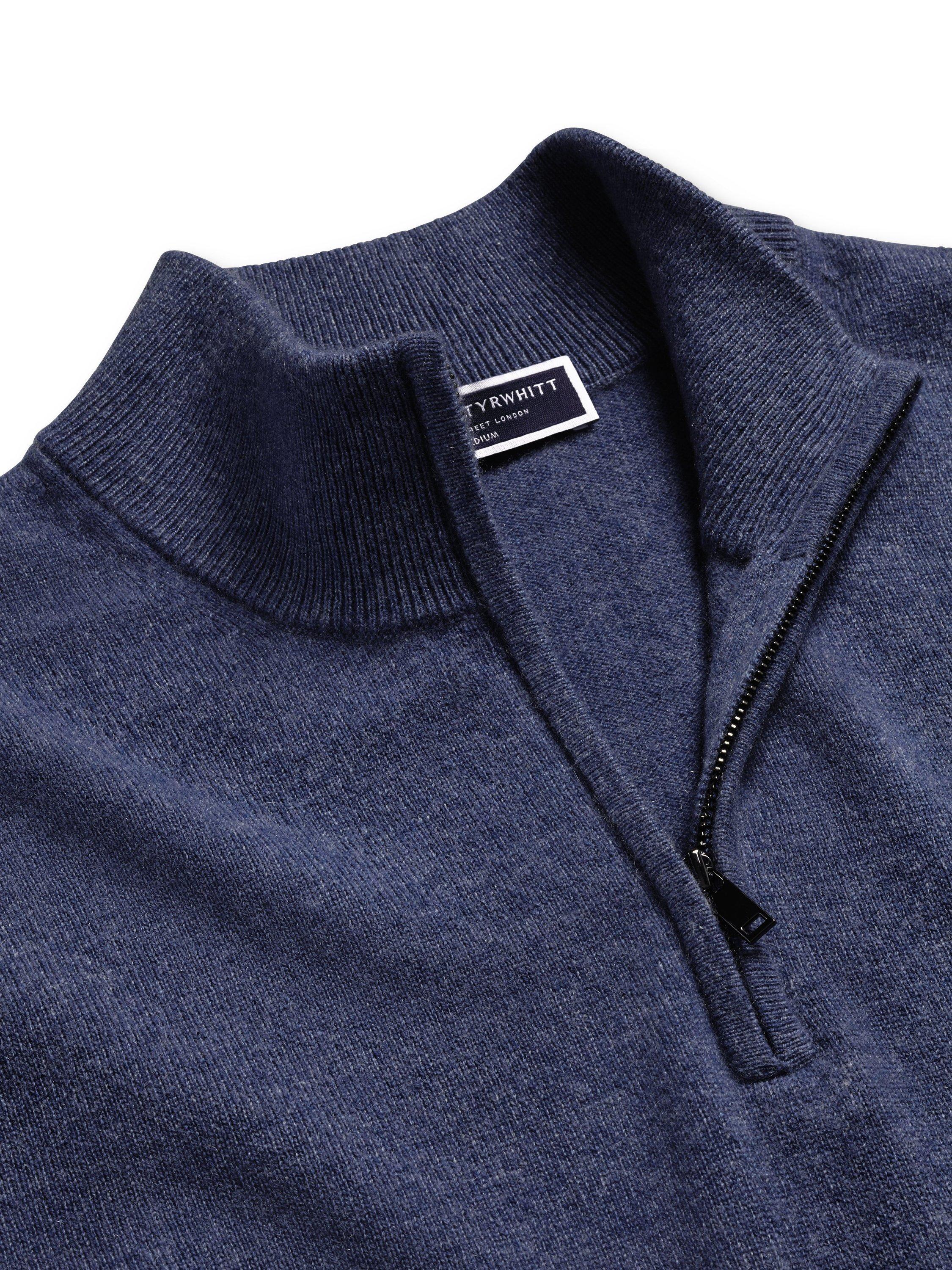 Charles Tyrwhitt Cashmere Zip Neck Fleece Jumper, Denim Blue