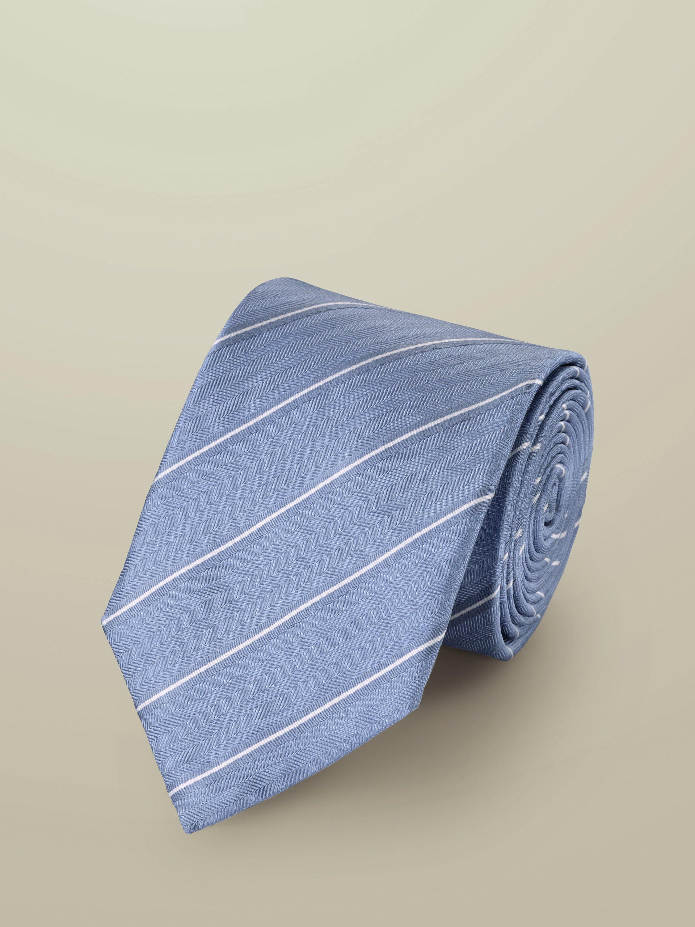 Product image 1 of 2, which shows Charles Tyrwhitt Striped Silk Tie, Sky Blue