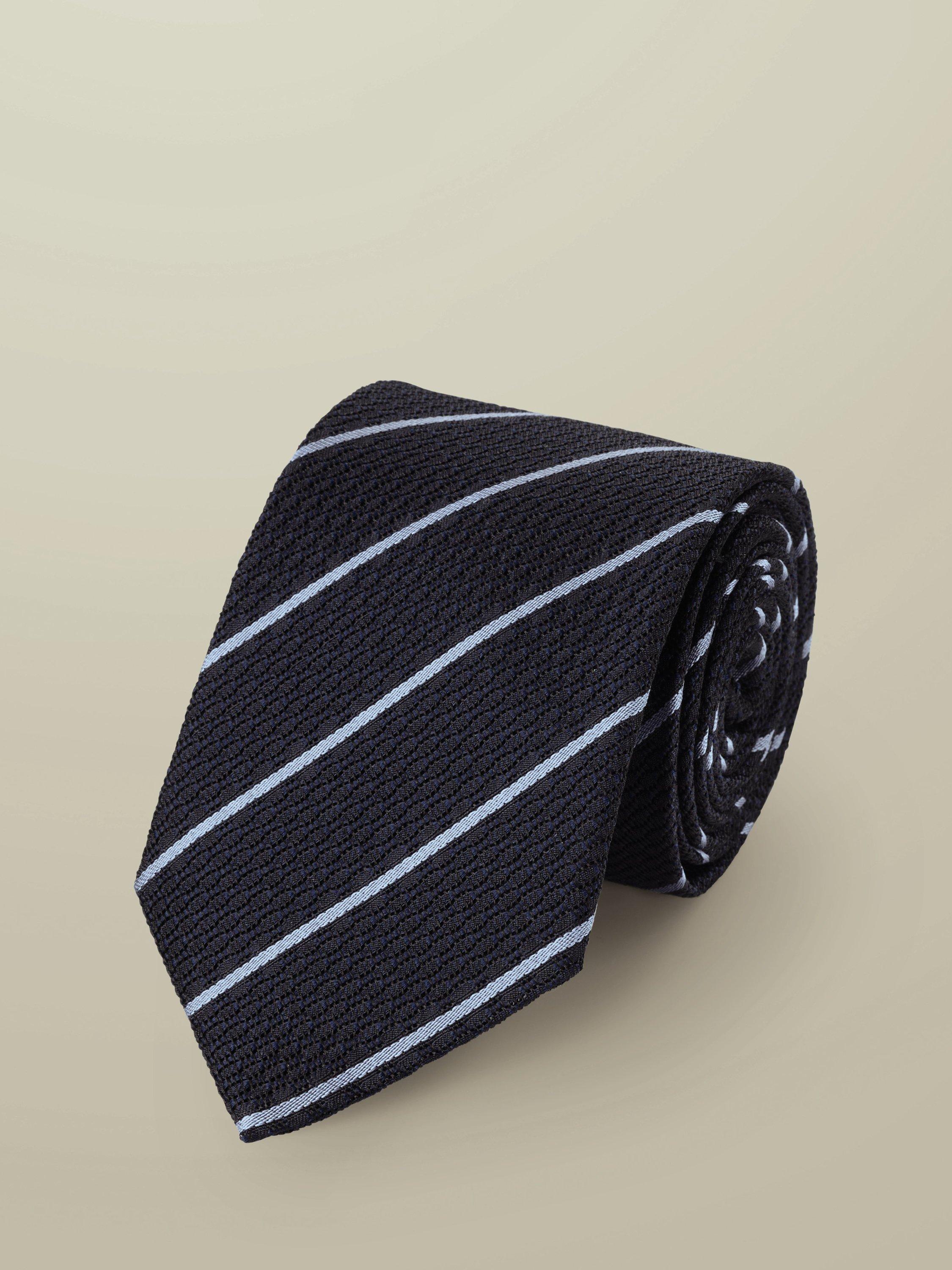 Product image 1 of 2, which shows Charles Tyrwhitt Striped Silk Tie, Navy/Green