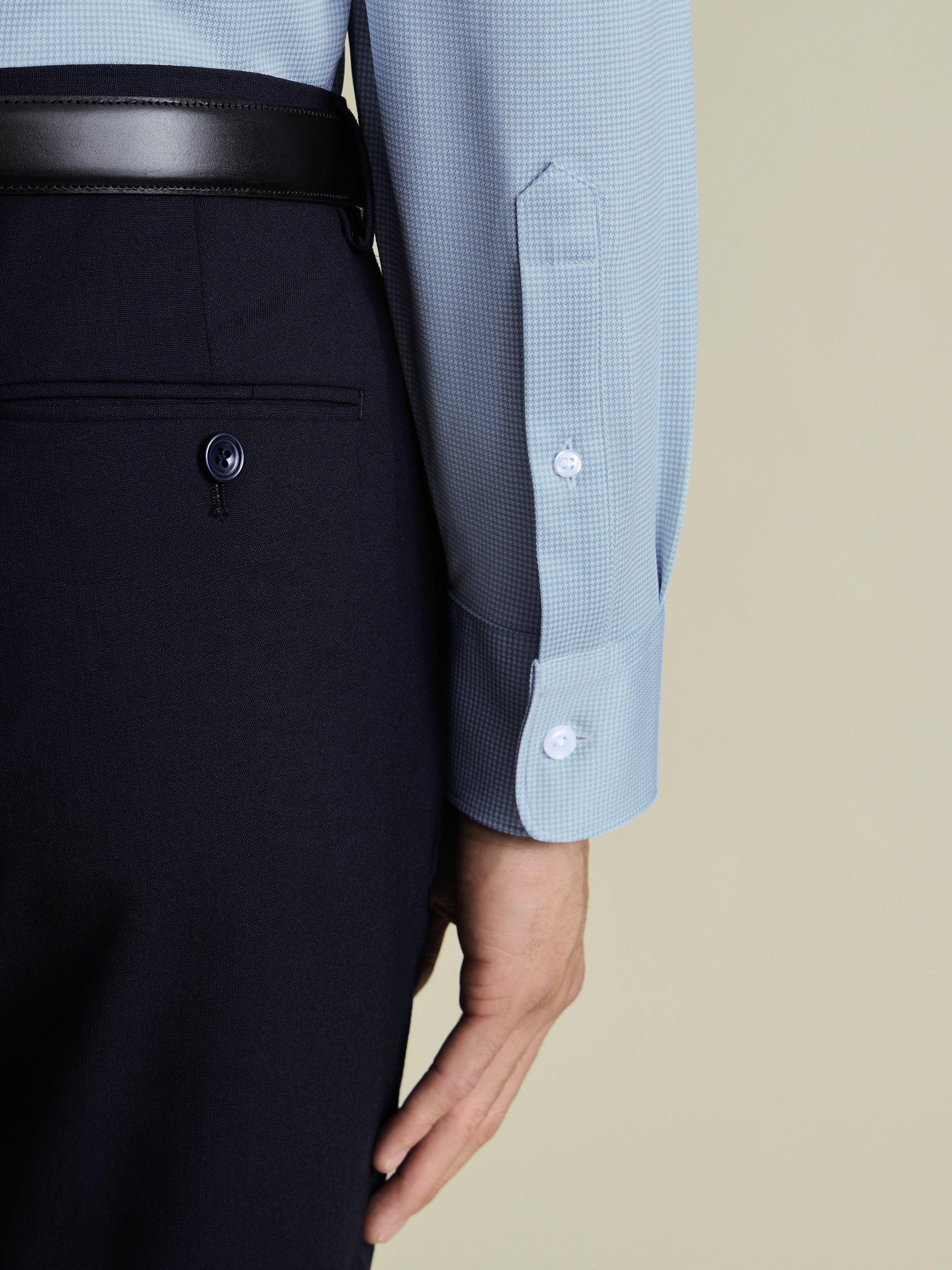 Product image 3 of 6, which shows Charles Tyrwhitt Regular Fit Performance Jersey Shirt, Light Blue, XS