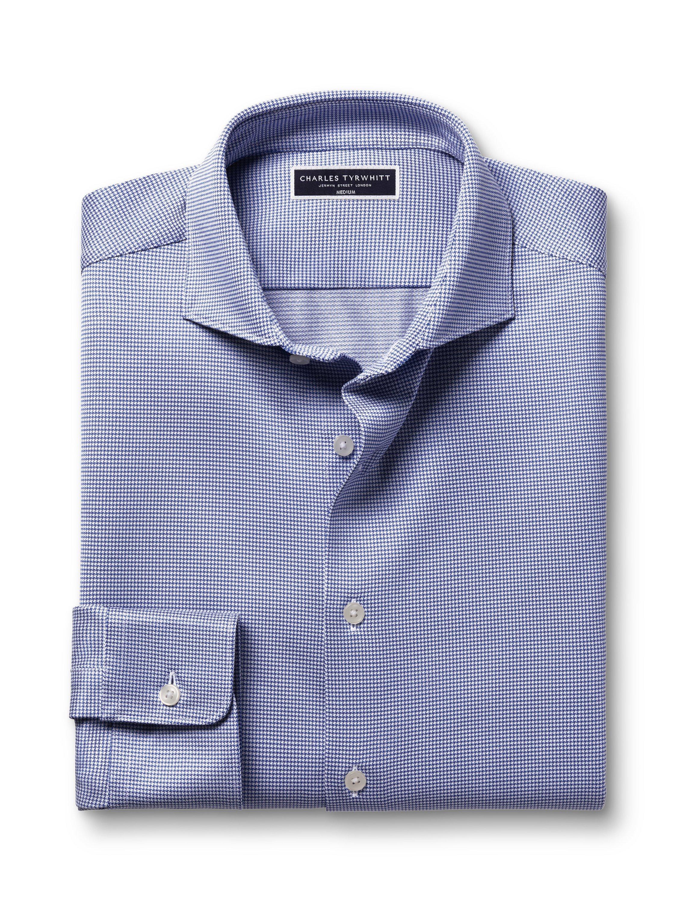 Product image 3 of 6, which shows Charles Tyrwhitt Regular Fit Performance Jersey Shirt, Royal Blue, XS