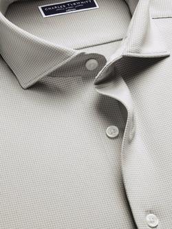 Charles Tyrwhitt Regular Fit Performance Jersey Shirt - view 2, Silver Grey