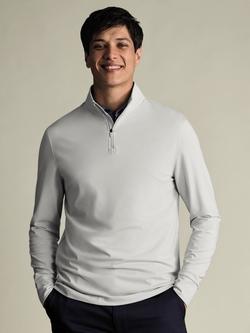 Charles Tyrwhitt Quarter-Zip Jersey Top, Silver Grey, Silver Grey
