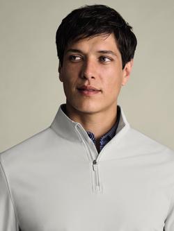 Charles Tyrwhitt Quarter-Zip Jersey Top, Silver Grey - view 2, Silver Grey
