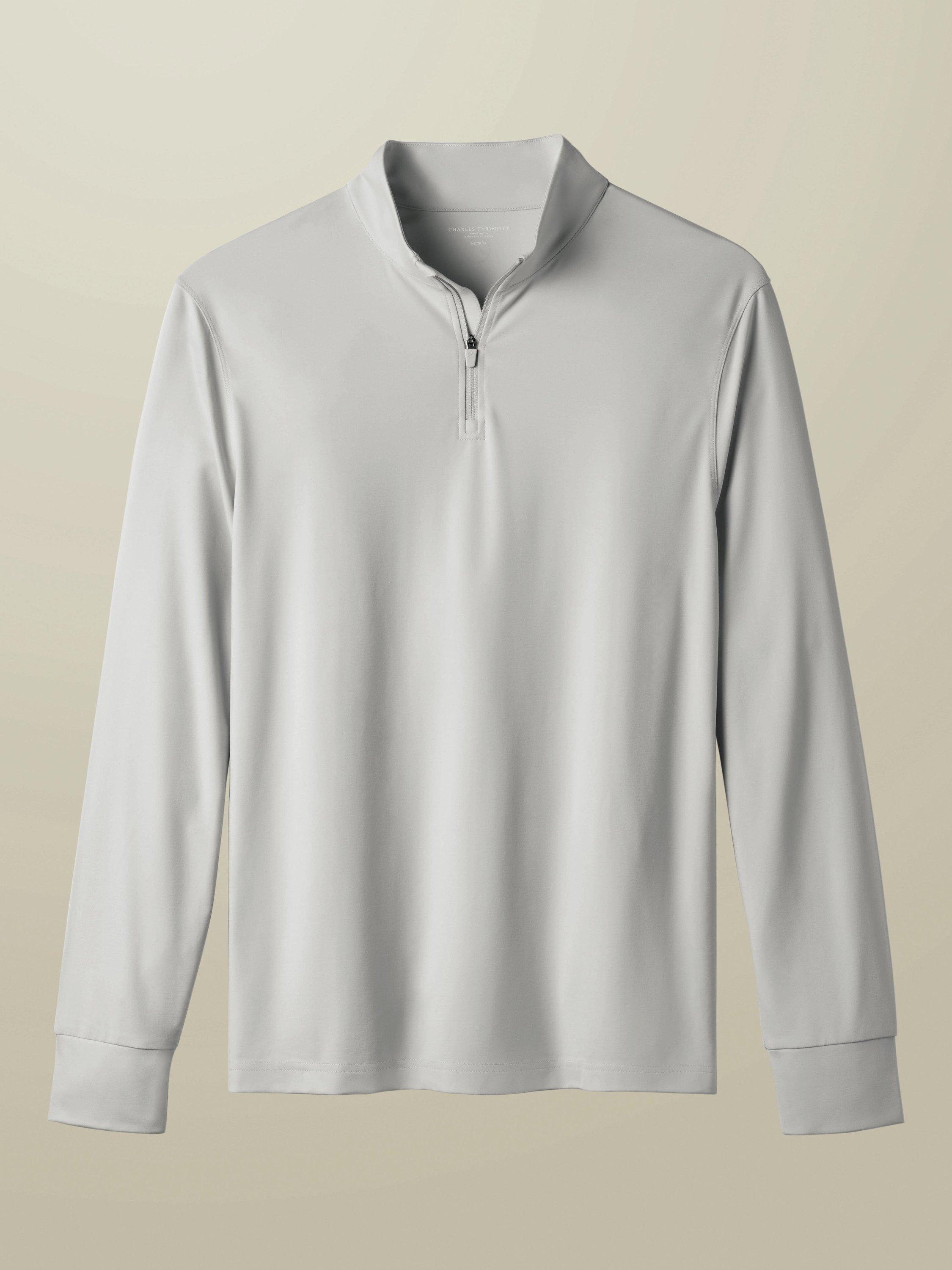 Product image 4 of 5, which shows Charles Tyrwhitt Quarter-Zip Jersey Top, Silver Grey, L