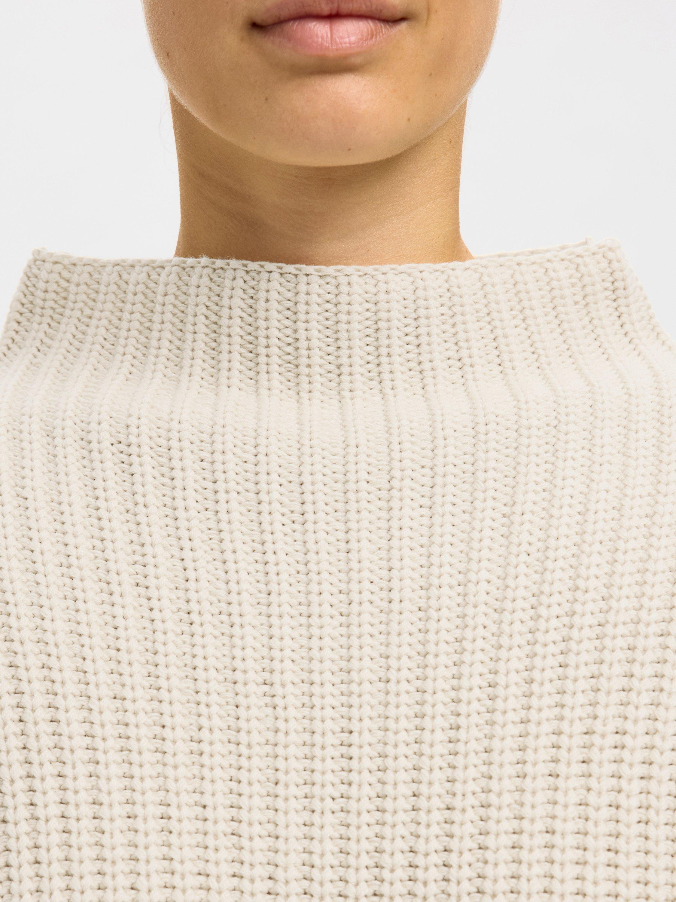 Product image 5 of 6, which shows Selected Selma High Crew Neck Jumper, Cream, XS