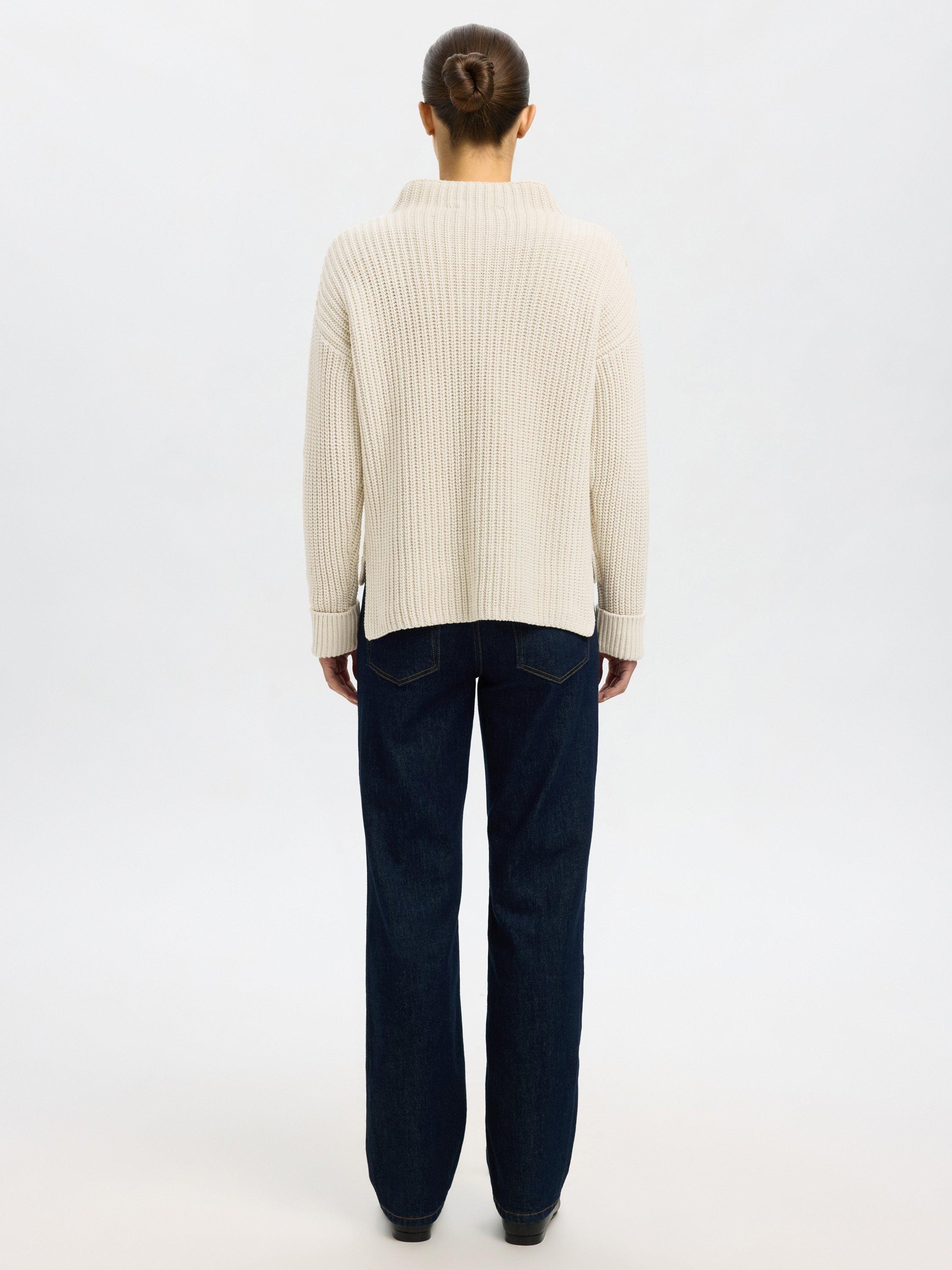 Product image 4 of 6, which shows Selected Selma High Crew Neck Jumper, Cream, XS