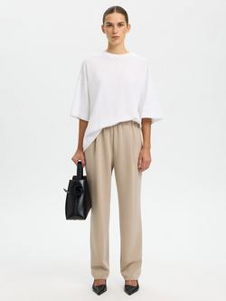 Selected Tenny High Waist Trousers, Beige, Beige