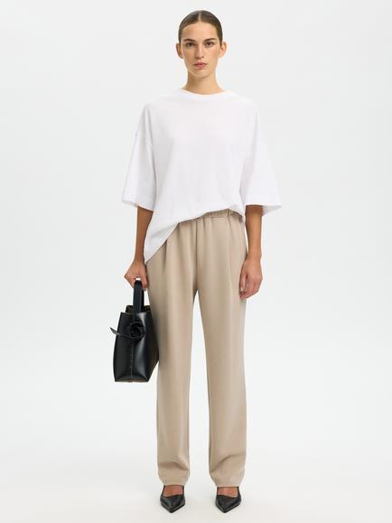 Selected Tenny High Waist Trousers, Beige, Beige