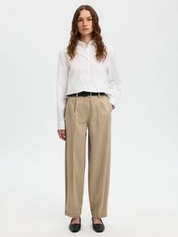 Selected Barrel Leg Trousers, Beige, Beige