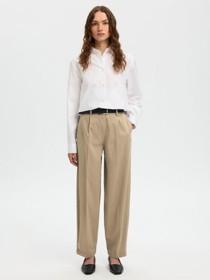 Selected Oversized Barrel Leg Trousers, Beige, Beige