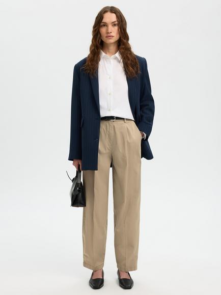 Selected Oversized Barrel Leg Trousers, Beige - view 2, Beige