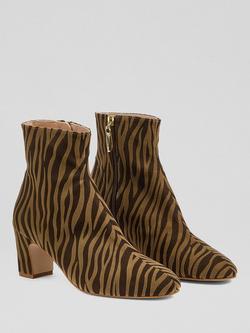 L.K.Bennett Conway Zebra Print Ankle Boots, Multi - view 2, Multi