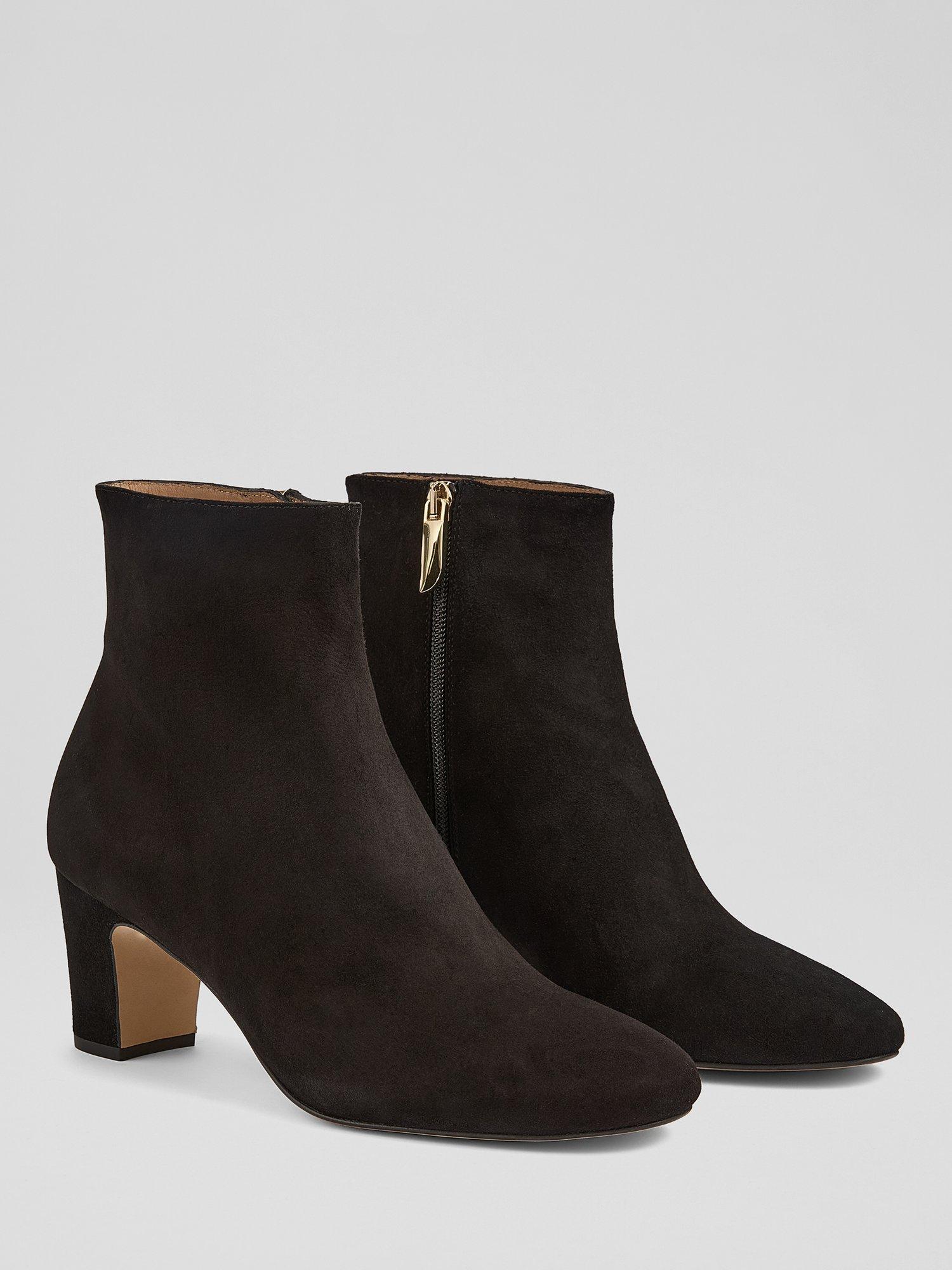Product image 2 of 3, which shows L.K.Bennett Conway Suede Ankle Boots, Black, 2
