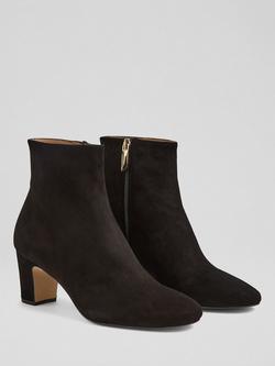 L.K.Bennett Conway Suede Ankle Boots, Black - view 2, Black