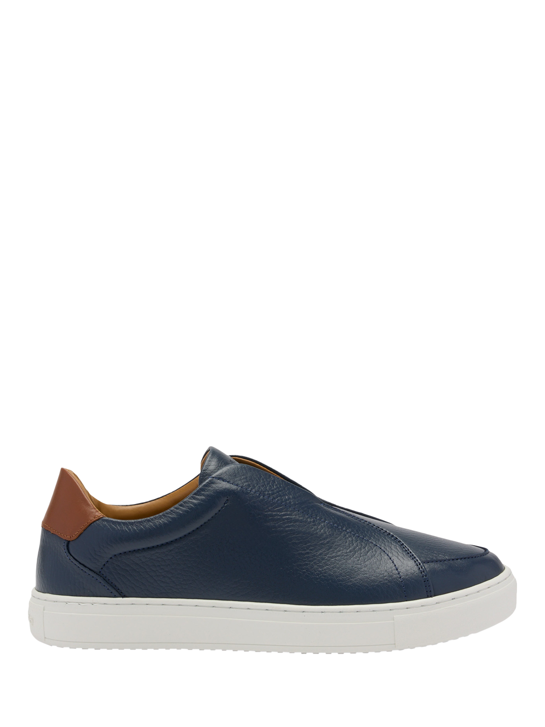 Product image 1 of 4, which shows Russell & Bromley Heaton Laceless Leather Trainers, Blue, 7