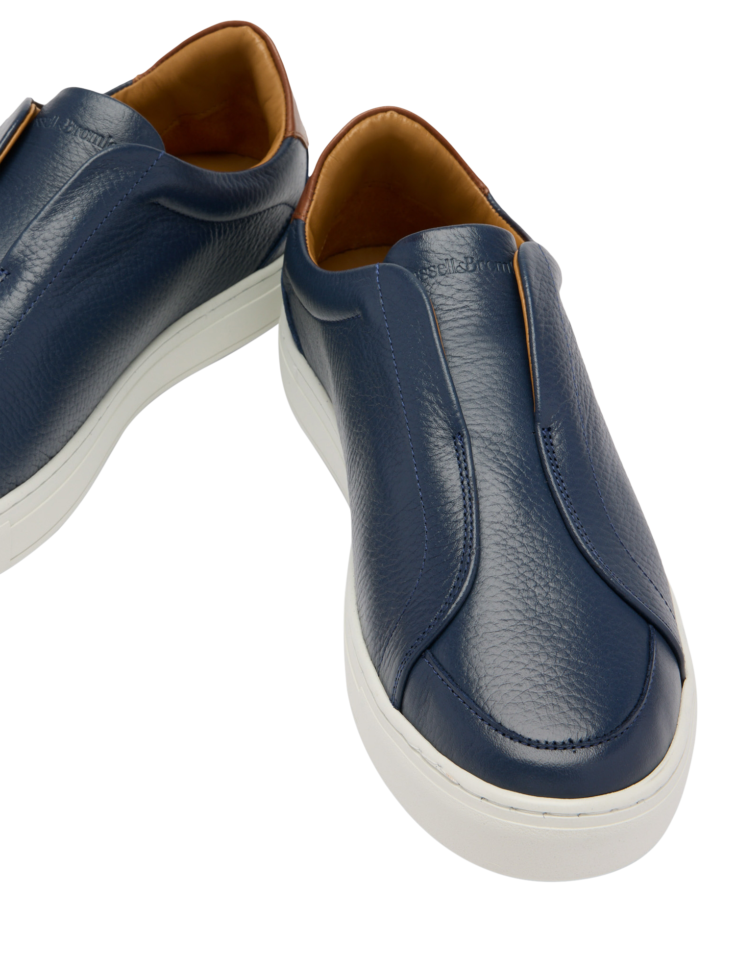 Product image 3 of 4, which shows Russell & Bromley Heaton Laceless Leather Trainers, Blue, 7