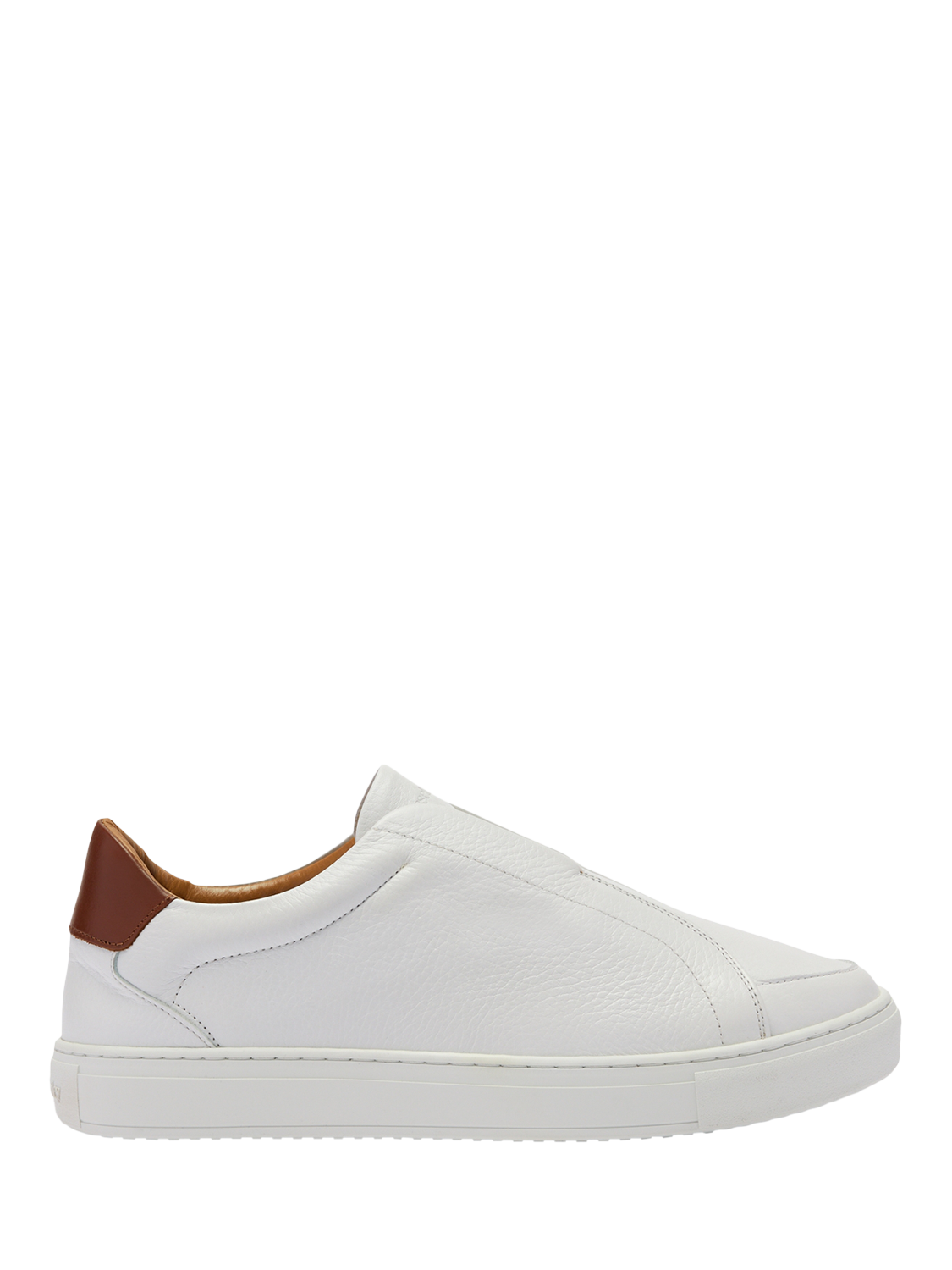 Product image 1 of 4, which shows Russell & Bromley Heaton Laceless Leather Trainers, White, 11