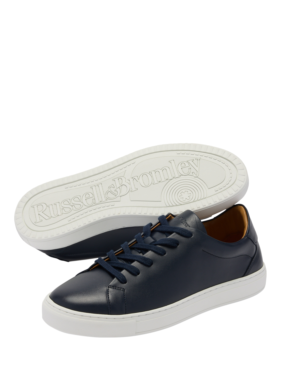 Product image 3 of 4, which shows Russell & Bromley Redburn Lace Up Leather Trainers, Blue, 7